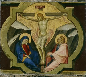 Cristo en la cruz con los santos María y Juan, c.1370